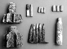 Bullets and mortar shells dating from the Crimean War and World War II