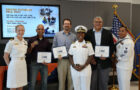 Raghav Mahalingam, Ryan Russell and John-Paul Clarke were recognized with U.S. Navy Impact Influencer Awards at a ceremony held in the Aerospace Engineering Building at The University of Texas at Austin on Oct. 23. Photo credit: UT Aerospace Engineering and Engineering Mechanics